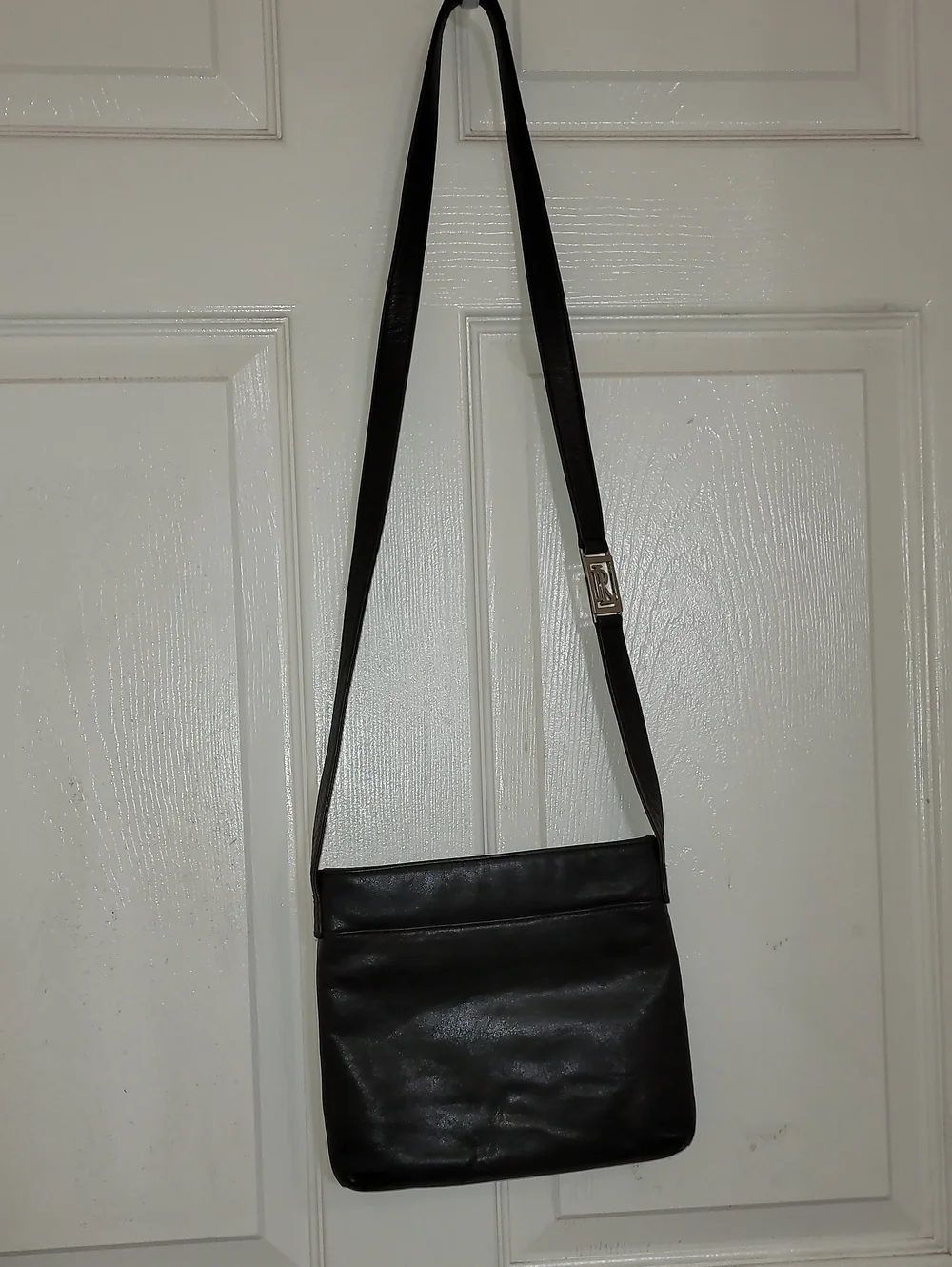 Ralph Lauren Black Leather Messenger Crossbody